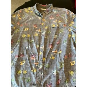 Tommy Bahama Mens Short Sleeve Button Down Shirt Beach‎ Print  Casual